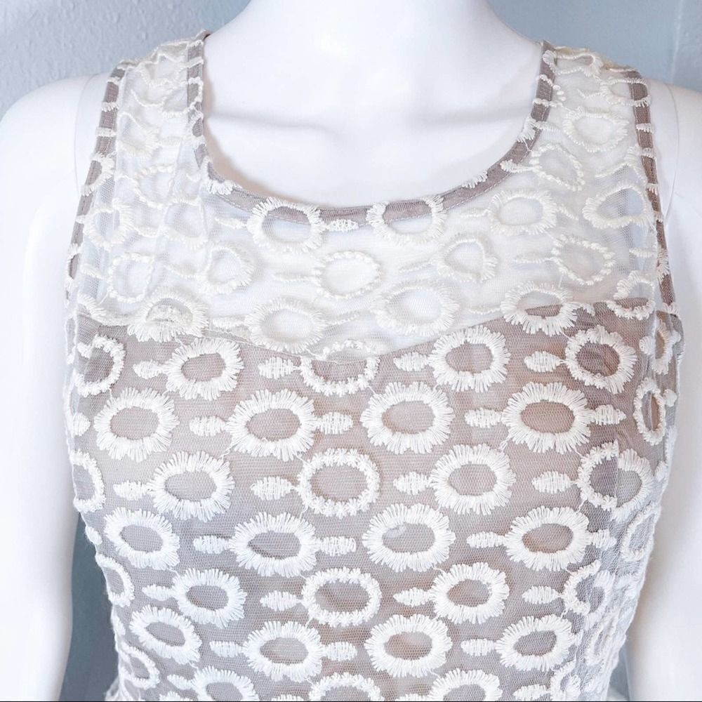 Tea N Rose Spun Sugar Dress Formal Beige Lace Medium - Picture 4 of 11